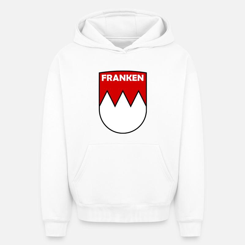 Franken Crest Logo - Sweat à capuche unisexe oversize épais SPREAD - blanc
