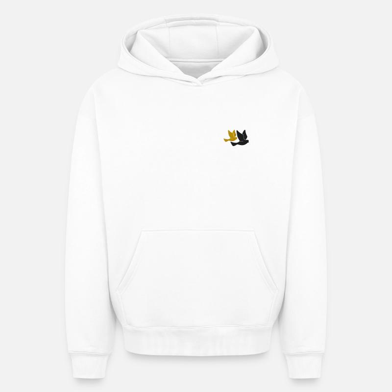 Oiseaux - Sweat à capuche unisexe oversize épais SPREAD - blanc