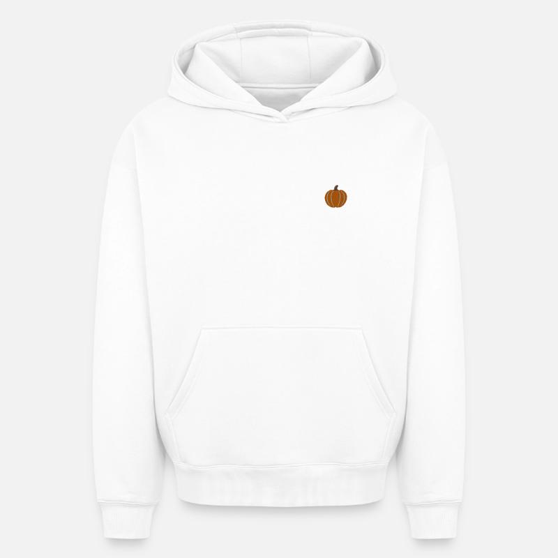 Citrouille brodée - Sweat à capuche unisexe oversize épais SPREAD - blanc
