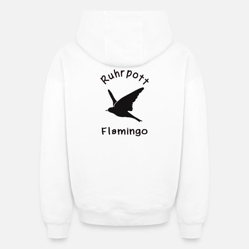 Flamant rose de Ruhrpott - Sweat à capuche unisexe oversize épais SPREAD - blanc