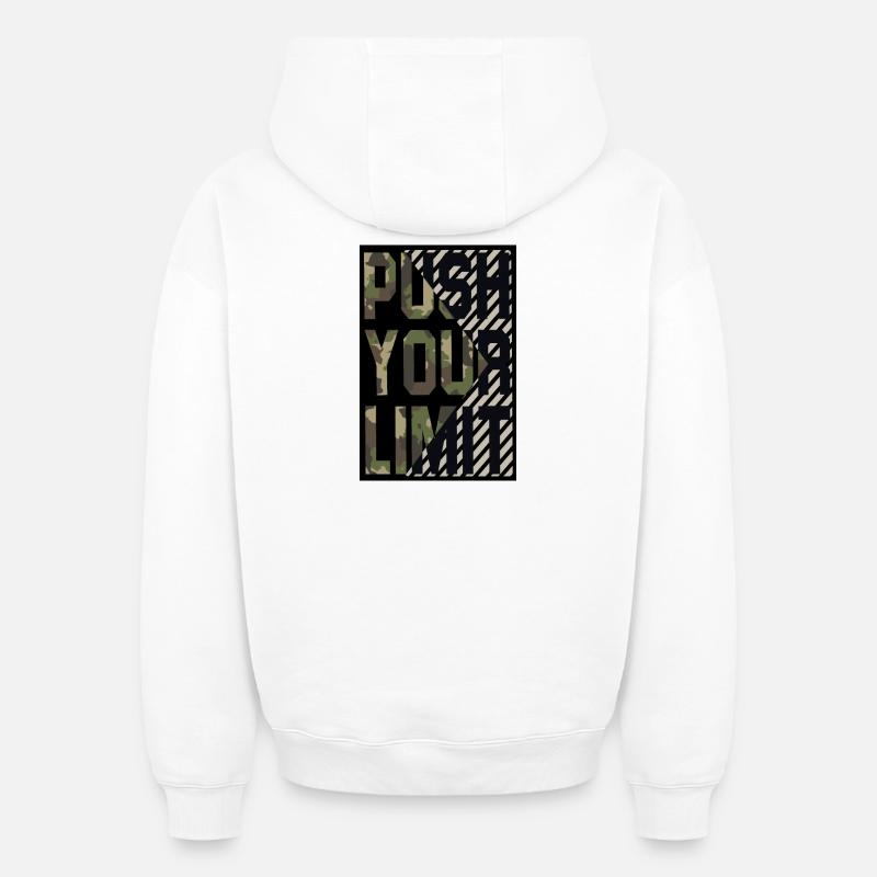 repoussez vos limites - Sweat à capuche unisexe oversize épais SPREAD - blanc
