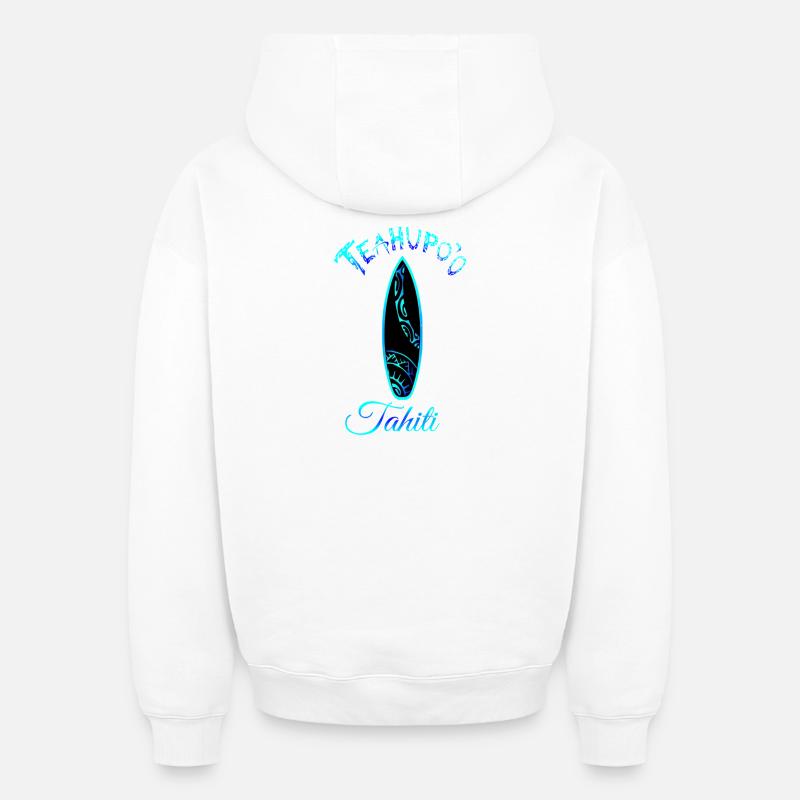 TEAHUPO'O - Sweat à capuche unisexe oversize épais SPREAD - blanc