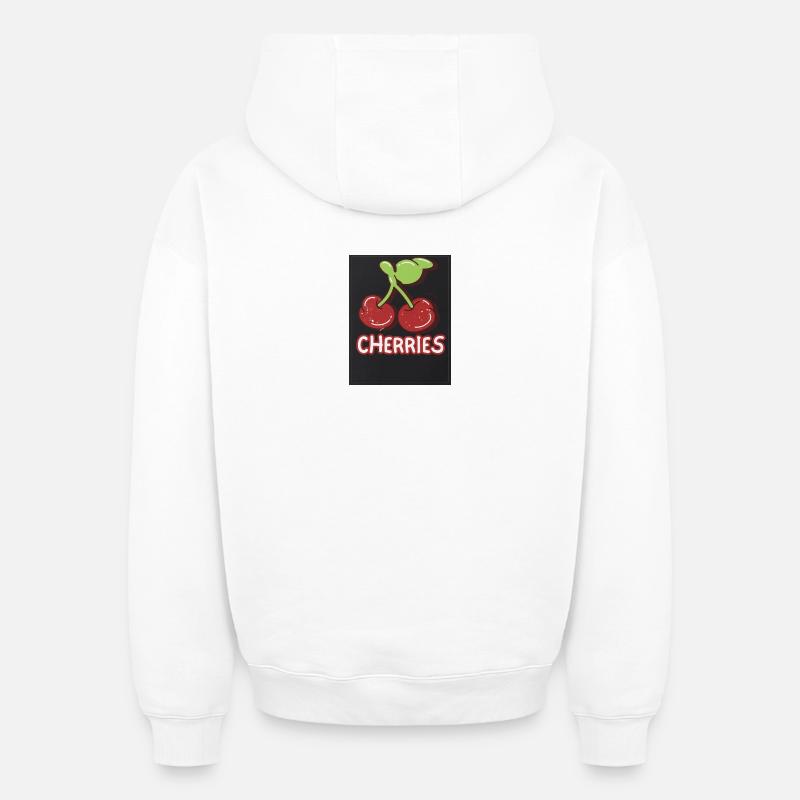 Insigne Duo Cherry Retro - Sweat à capuche unisexe oversize épais SPREAD - blanc