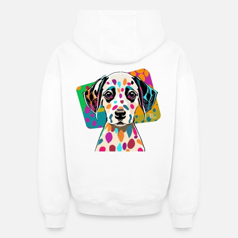 Dalmate - Sweat à capuche unisexe oversize épais SPREAD - blanc