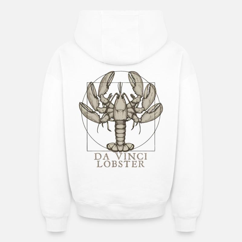 Homard De Vinci - Sweat à capuche unisexe oversize épais SPREAD - blanc