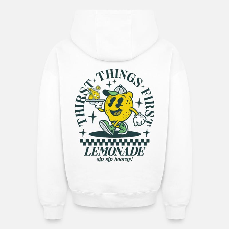 La soif d’abord - Limonade - Sweat à capuche unisexe oversize épais SPREAD - blanc