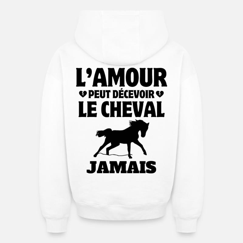 cheval, fan de cheval, cavalier - Sweat à capuche unisexe oversize épais SPREAD - blanc