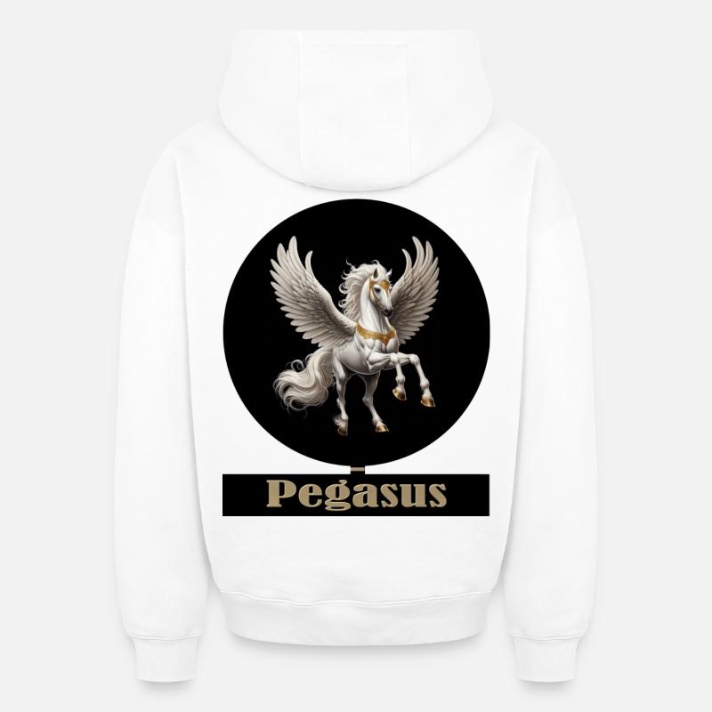 Pégase Cheval Ailé Majesté - Sweat à capuche unisexe oversize épais SPREAD - blanc
