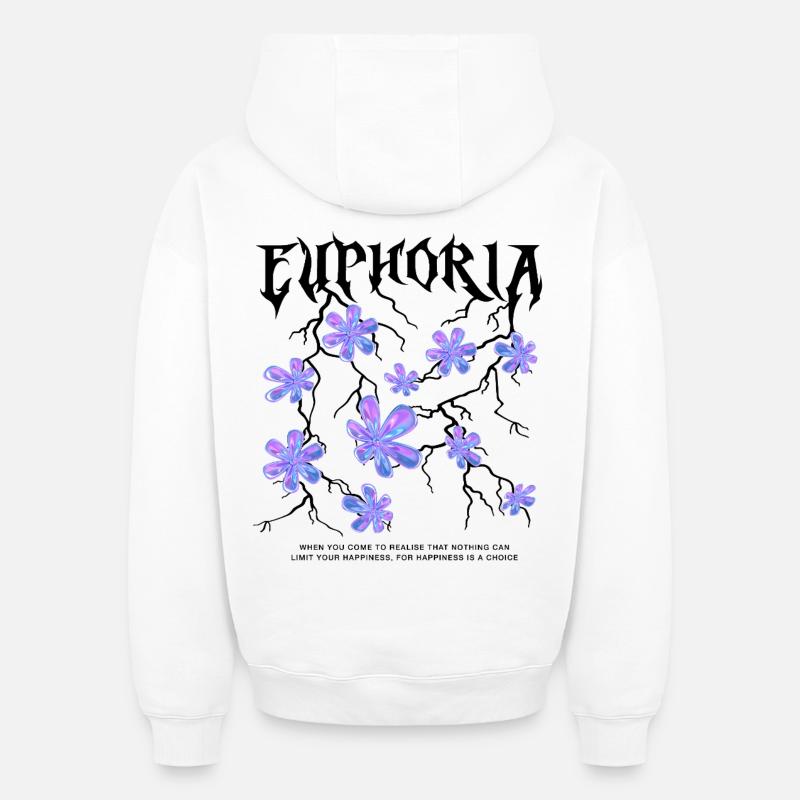 Fleurs holographiques - Sweat à capuche unisexe oversize épais SPREAD - blanc