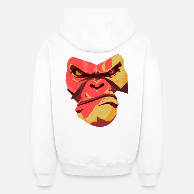Conception Gorilla Power Back - Sweat à capuche unisexe oversize épais SPREAD - blanc