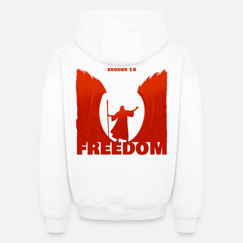Exode : la liberté - Sweat à capuche unisexe oversize épais SPREAD - blanc