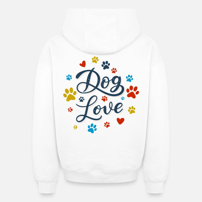 Amour des Chiens Script - Sweat à capuche unisexe oversize épais SPREAD - blanc