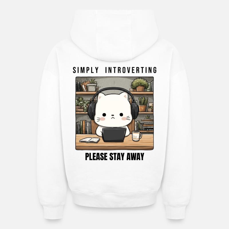 Introverti - Sweat à capuche unisexe oversize épais SPREAD - blanc