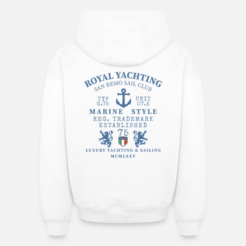 Style Royal Marin Crest - Sweat à capuche unisexe oversize épais SPREAD - blanc