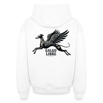Galgo Libre Nr1  - Oversized Heavyweight Unisex Hoodie - Weiß - Hinten - AI Model Male 185 light (185cm)