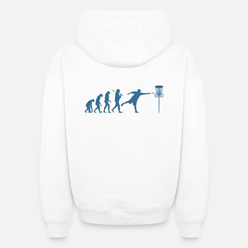 Disc Golf Evolution - Sweat à capuche unisexe oversize épais SPREAD - blanc