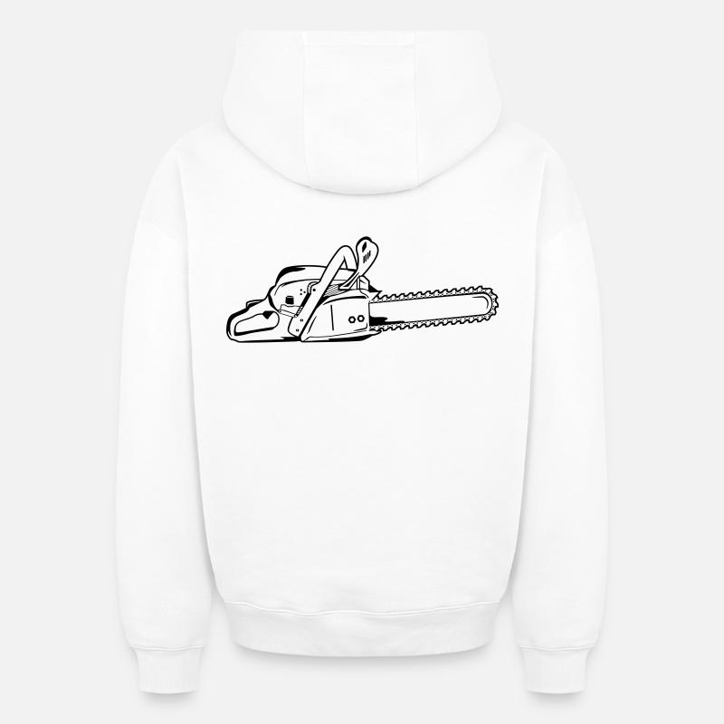 Tronçonneuse - Sweat à capuche unisexe oversize épais SPREAD - blanc
