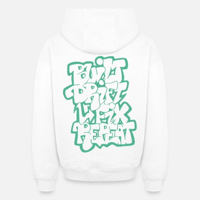 Dérivée construite Fix Répéter 04 - Sweat à capuche unisexe oversize épais SPREAD - blanc
