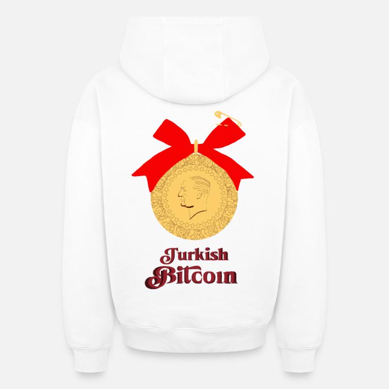 Bitcoin Turc - Sweat à capuche unisexe oversize épais SPREAD - blanc