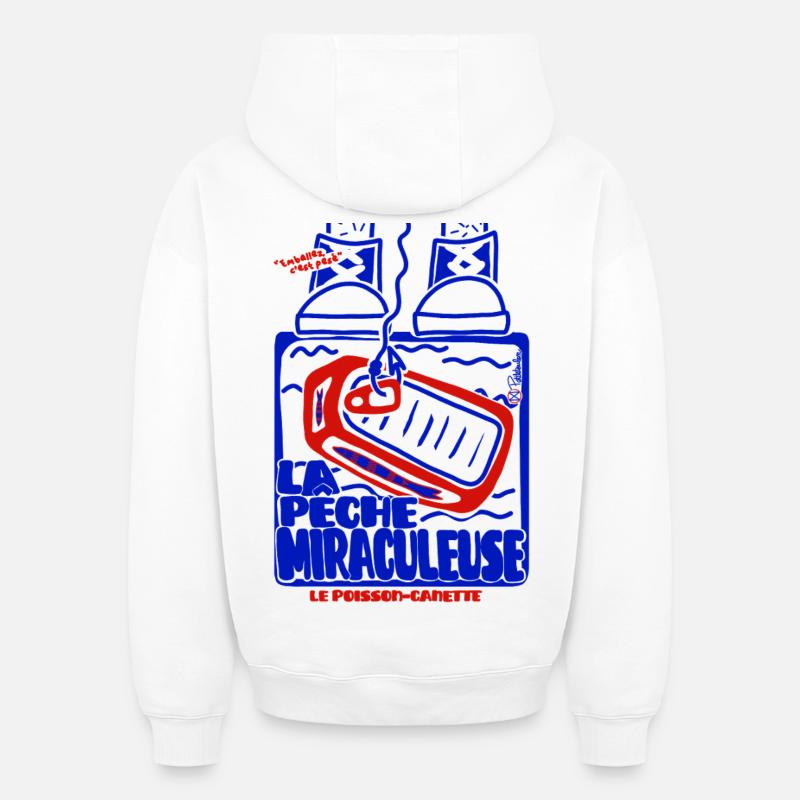 Pêche Miraculeuse Retro - Sweat à capuche unisexe oversize épais SPREAD - blanc