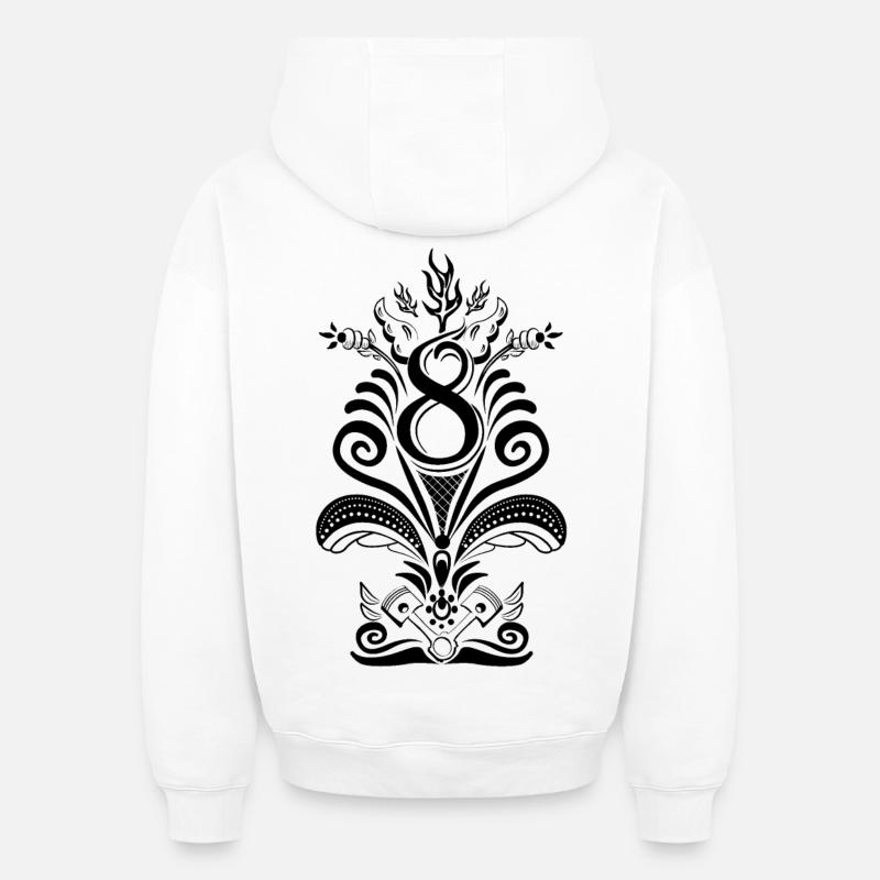 Kurbits V8 No :2 - noir - Sweat à capuche unisexe oversize épais SPREAD - blanc