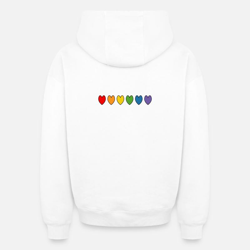 rainbow hearts - Oversized Heavyweight Unisex Hoodie - Weiß