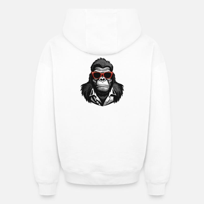 gorille, singe, primate - Sweat à capuche unisexe oversize épais SPREAD - blanc
