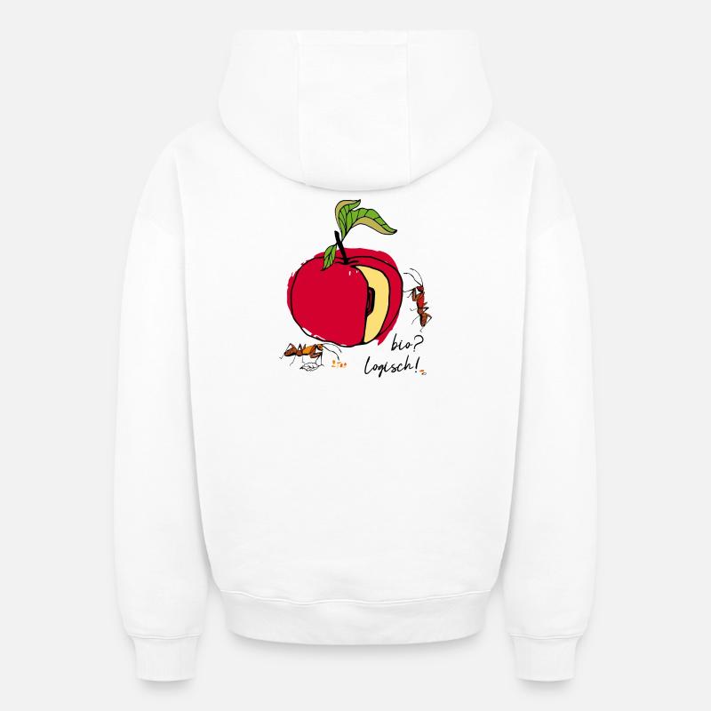 Bio, pomme aux fourmis - Sweat à capuche unisexe oversize épais SPREAD - blanc