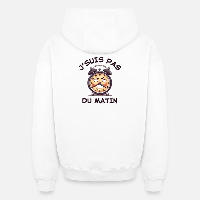réveil matin, pas du matin - Sweat à capuche unisexe oversize épais SPREAD - blanc