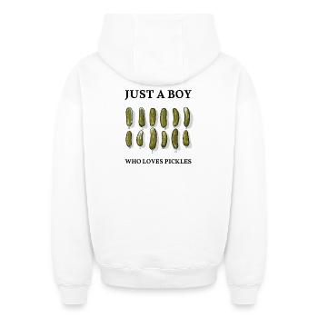 JUSTE UN GARÇON QUI ADORE LES CORNICHONS - Essiggurken - Sweat à capuche unisexe oversize épais SPREAD - blanc - Dos - AI Model Male 185 light (185cm)