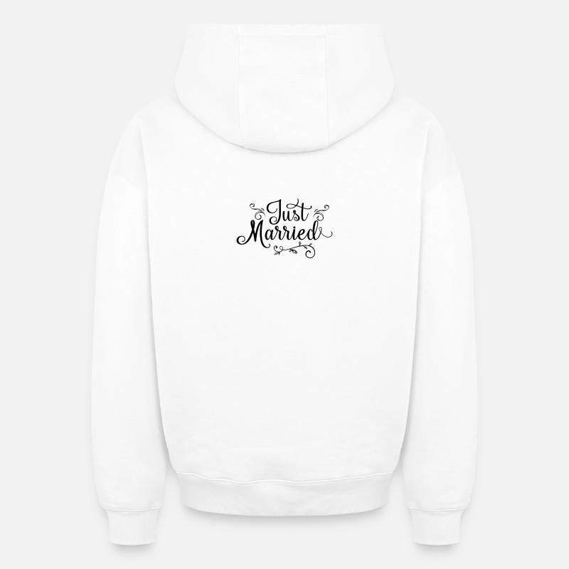 Just Married - Sweat à capuche unisexe oversize épais SPREAD - blanc