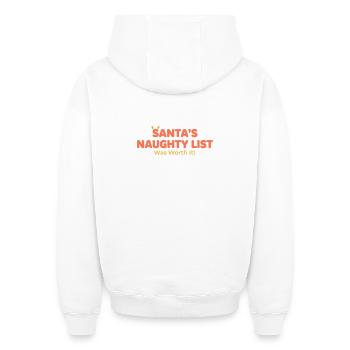 Santa's List: It Was Worth It - Oversized Heavyweight Unisex Hoodie - white - Back - AI Model Male 185 light (185cm)