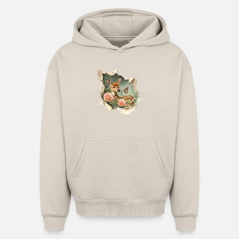Faon de cerf - Sweat à capuche unisexe oversize épais SPREAD - beige