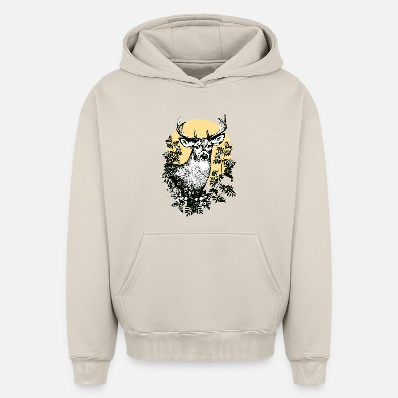 Cerf - Sweat à capuche unisexe oversize épais SPREAD - beige