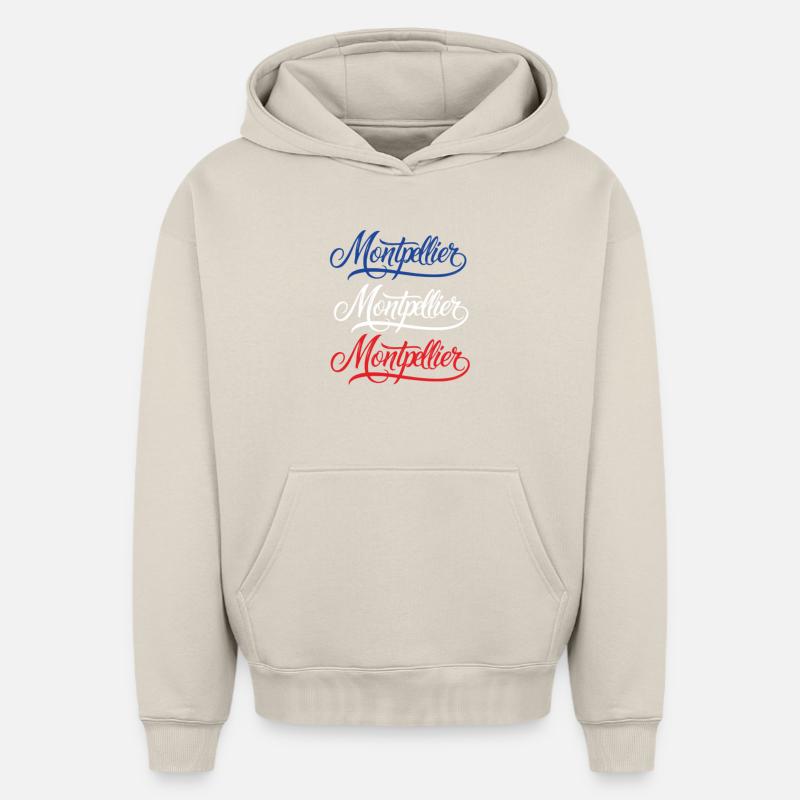 Montpellier Retro Lettering Design - Sweat à capuche unisexe oversize épais SPREAD - beige