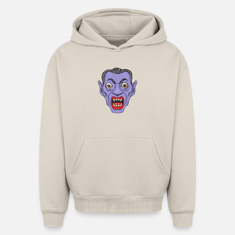 Vampire Devil Face - Oversized Heavyweight Unisex Hoodie - beige
