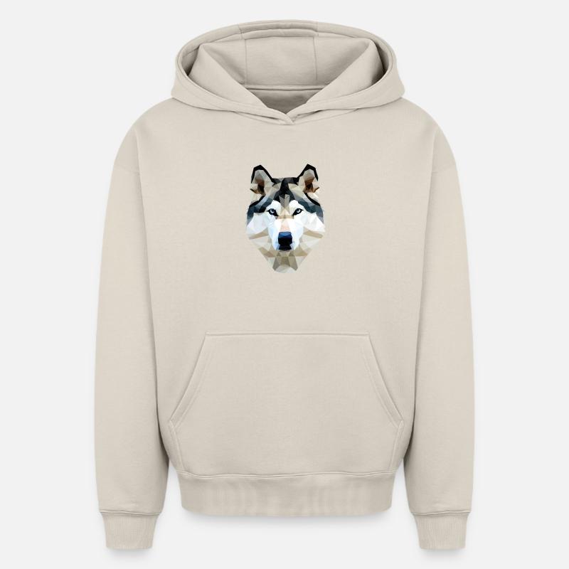 Polygone de chien husky - Sweat à capuche unisexe oversize épais SPREAD - beige