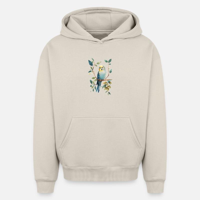 Perruche ondulée - Sweat à capuche unisexe oversize épais SPREAD - beige