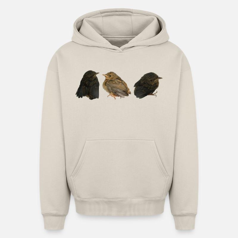 Robin Branches - Sweat à capuche unisexe oversize épais SPREAD - beige
