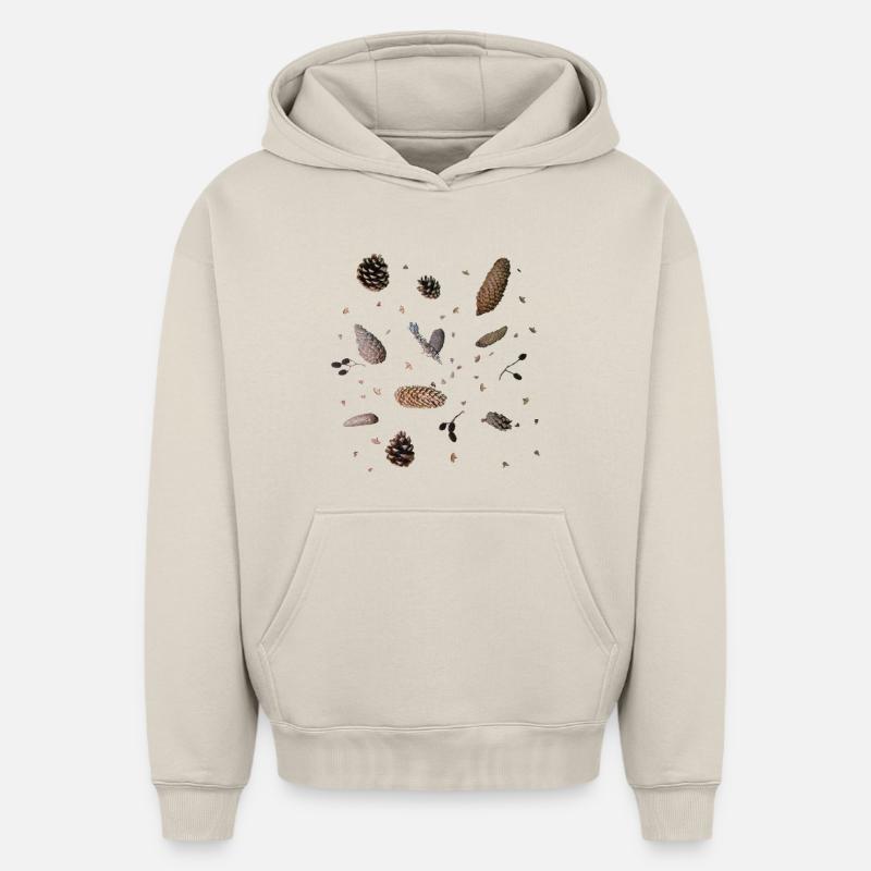 Cônes, botanique - Sweat à capuche unisexe oversize épais SPREAD - beige