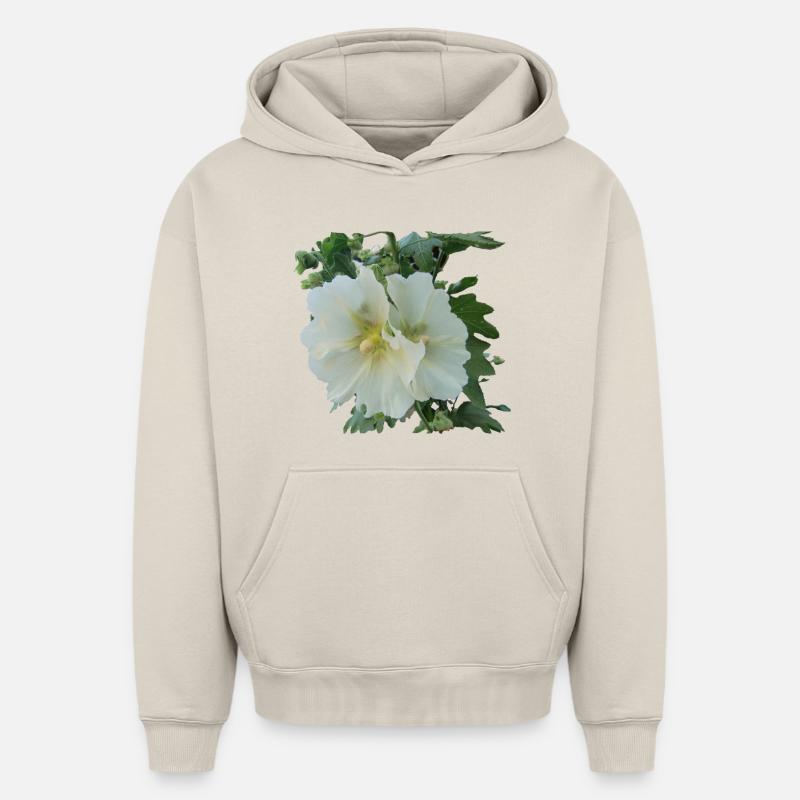 Rose trémière - Sweat à capuche unisexe oversize épais SPREAD - beige