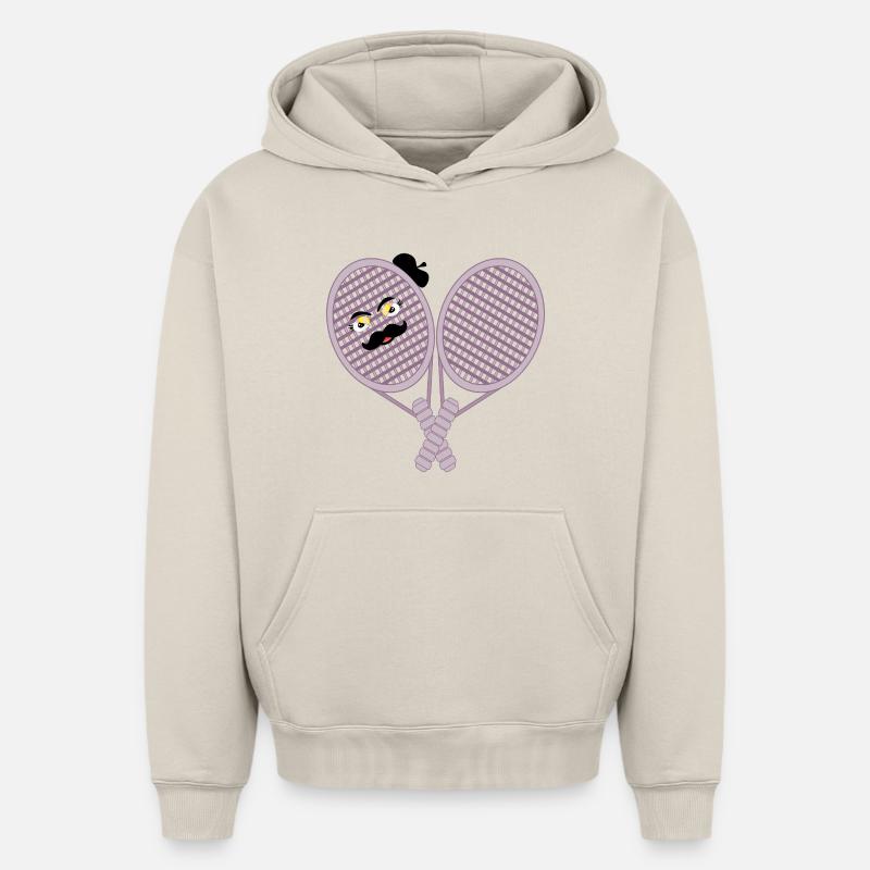 TENNIS MOUSTACHE - Sweat à capuche unisexe oversize épais SPREAD - beige