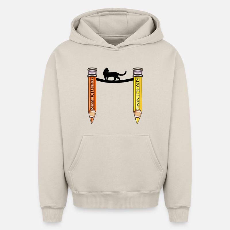 SLACKLINE D’ÉQUILIBRE CHAT - Sweat à capuche unisexe oversize épais SPREAD - beige