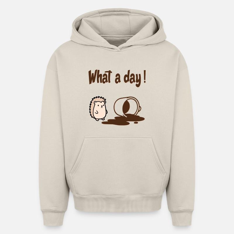 Café Hérisson - Sweat à capuche unisexe oversize épais SPREAD - beige