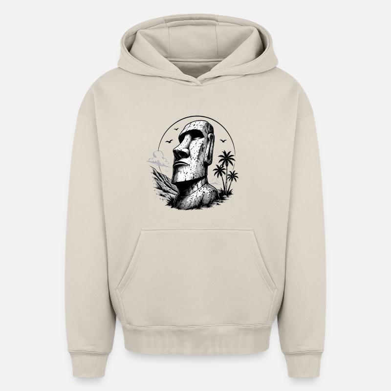 Moai Osterinsel Statue  - Oversized Heavyweight Unisex Hoodie - Beige