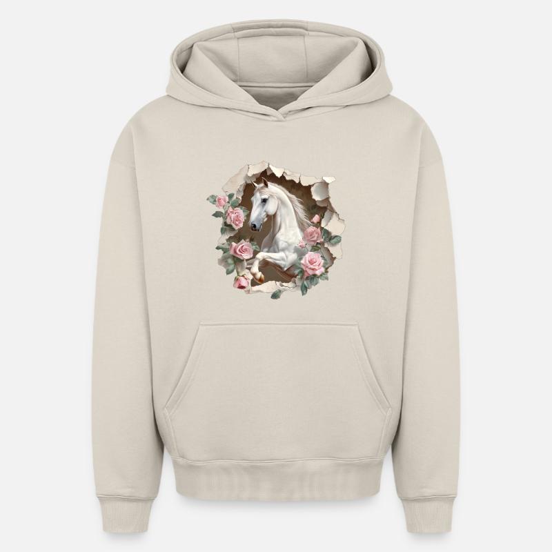 Cheval - Sweat à capuche unisexe oversize épais SPREAD - beige