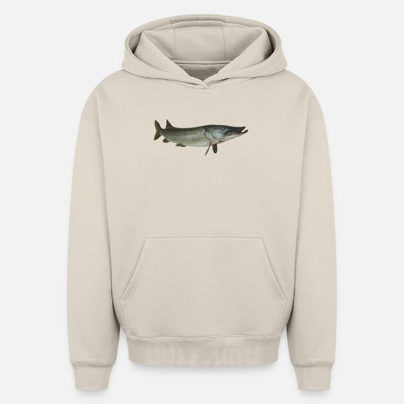Brochet - Sweat à capuche unisexe oversize épais SPREAD - beige