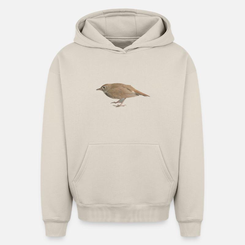 Rossignol oiseau - Sweat à capuche unisexe oversize épais SPREAD - beige