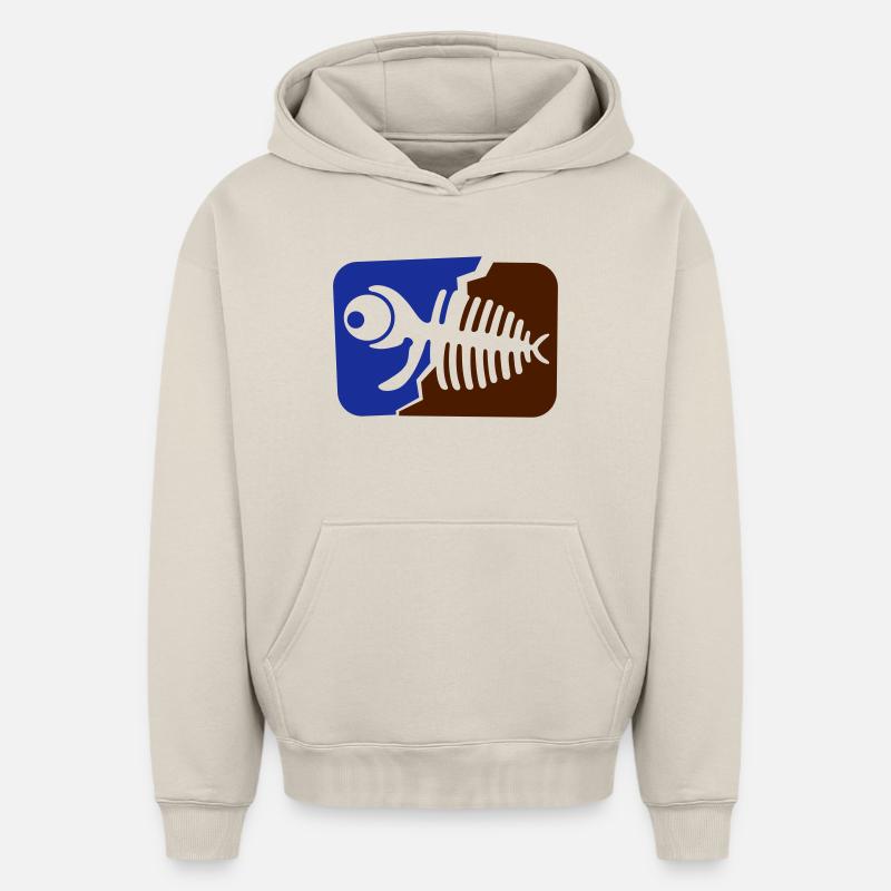 Fossile de poisson - Sweat à capuche unisexe oversize épais SPREAD - beige