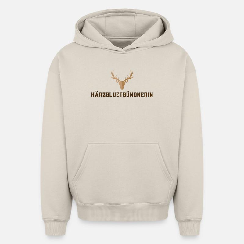 Härzbluetgraubünden - Sweat à capuche unisexe oversize épais SPREAD - beige